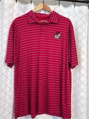 Georgia Bulldogs Champion Performance Golf Polo Size 2XL Red Striped Embroidered